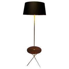 Vintage Neoclassical Style Brass and Wood Floor Lamp in the Style of Maison Jansen