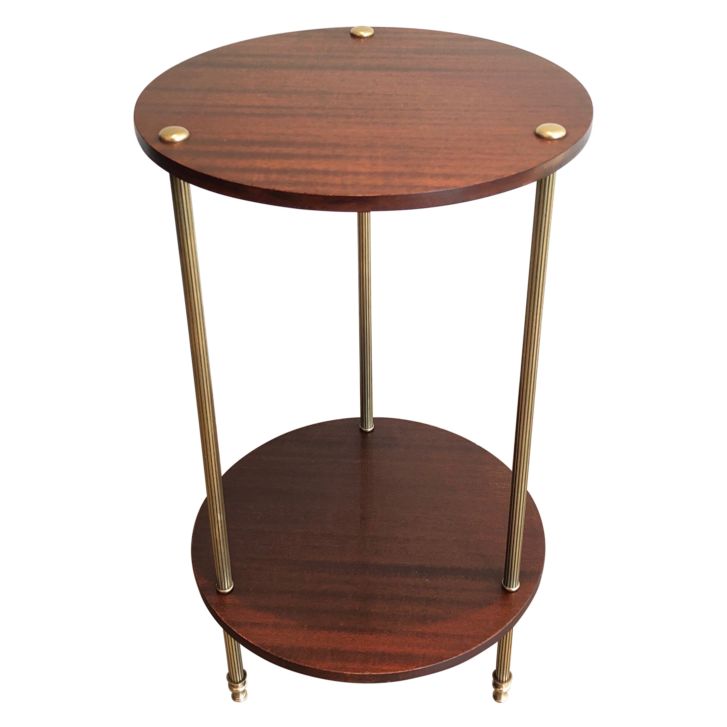 Brass and Wood Two Tiers Gueridon by Maison Jansen For Sale
