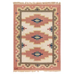 Schwedischer Flachgewebe-Teppich im Vintage-Stil, signiert von 'Gk'