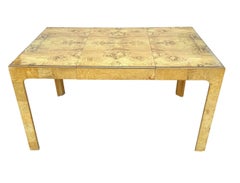Vintage Mid-Century Modern Rectangular Parsons Small Scale Dining Table in Burl Wood