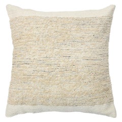 Modern Beige Wool and Cotton Pillow With Striped Chic Pattern 