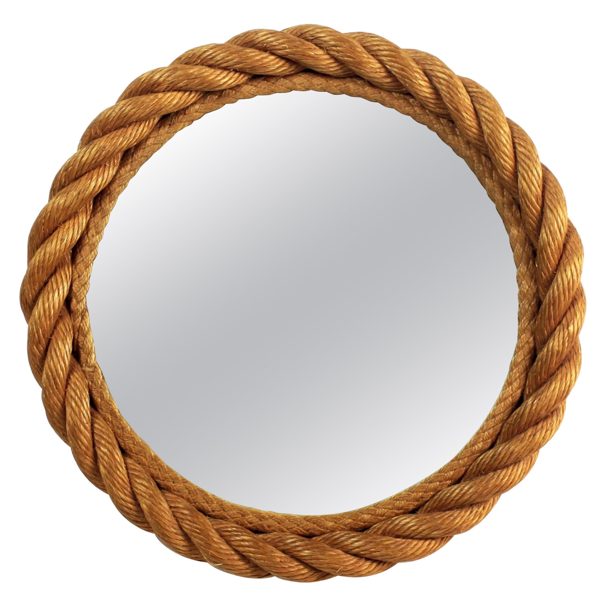 Audoux-Minet Midcentury Rope Wall Mirror France 1960's For Sale