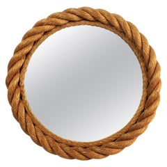 Vintage Audoux-Minet Midcentury Rope Wall Mirror France 1960's