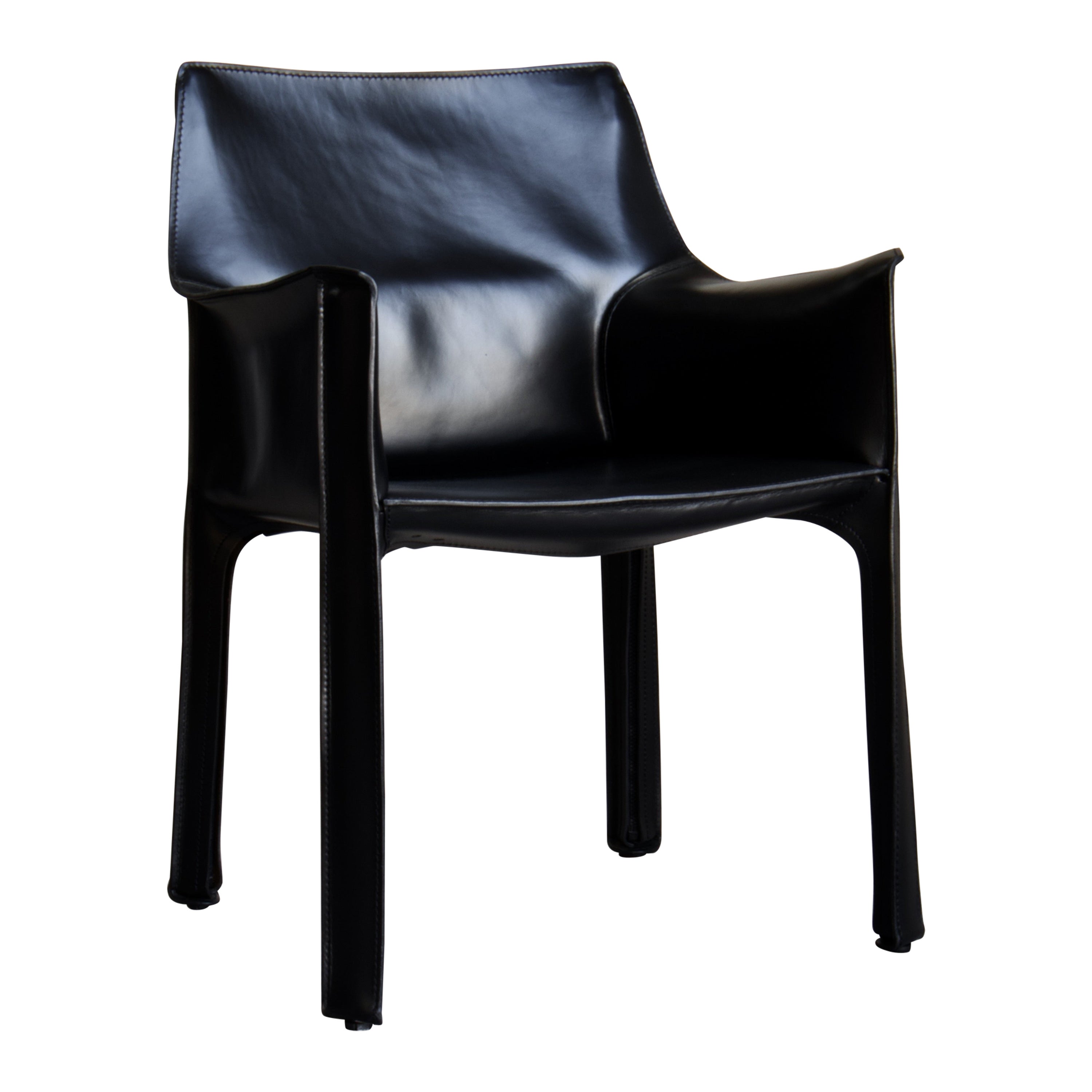 8 Mario Bellini CAB 413 Armchairs in Black Leather for Cassina, 1980s Italy