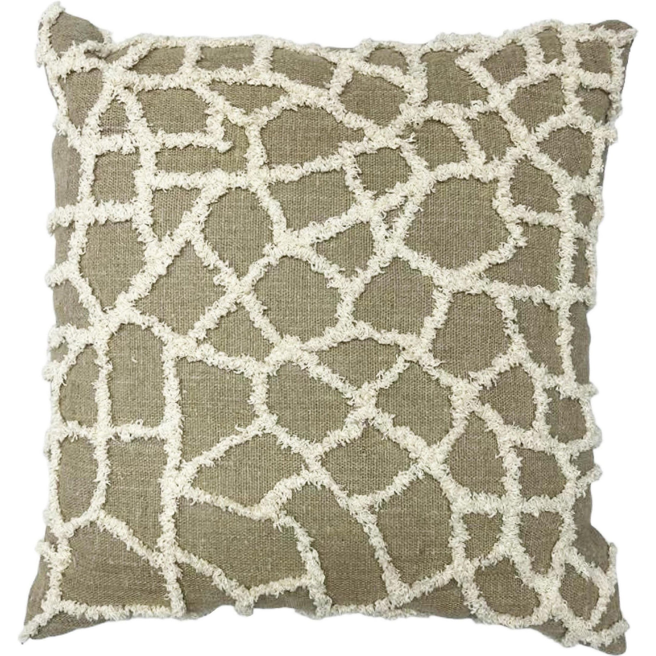 Boho Chic Style Modern Wool and Cotton Pillow In Taupe Color For Sale