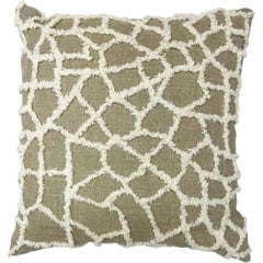 Boho Chic Style Modern Wool and Cotton Pillow In Taupe Color
