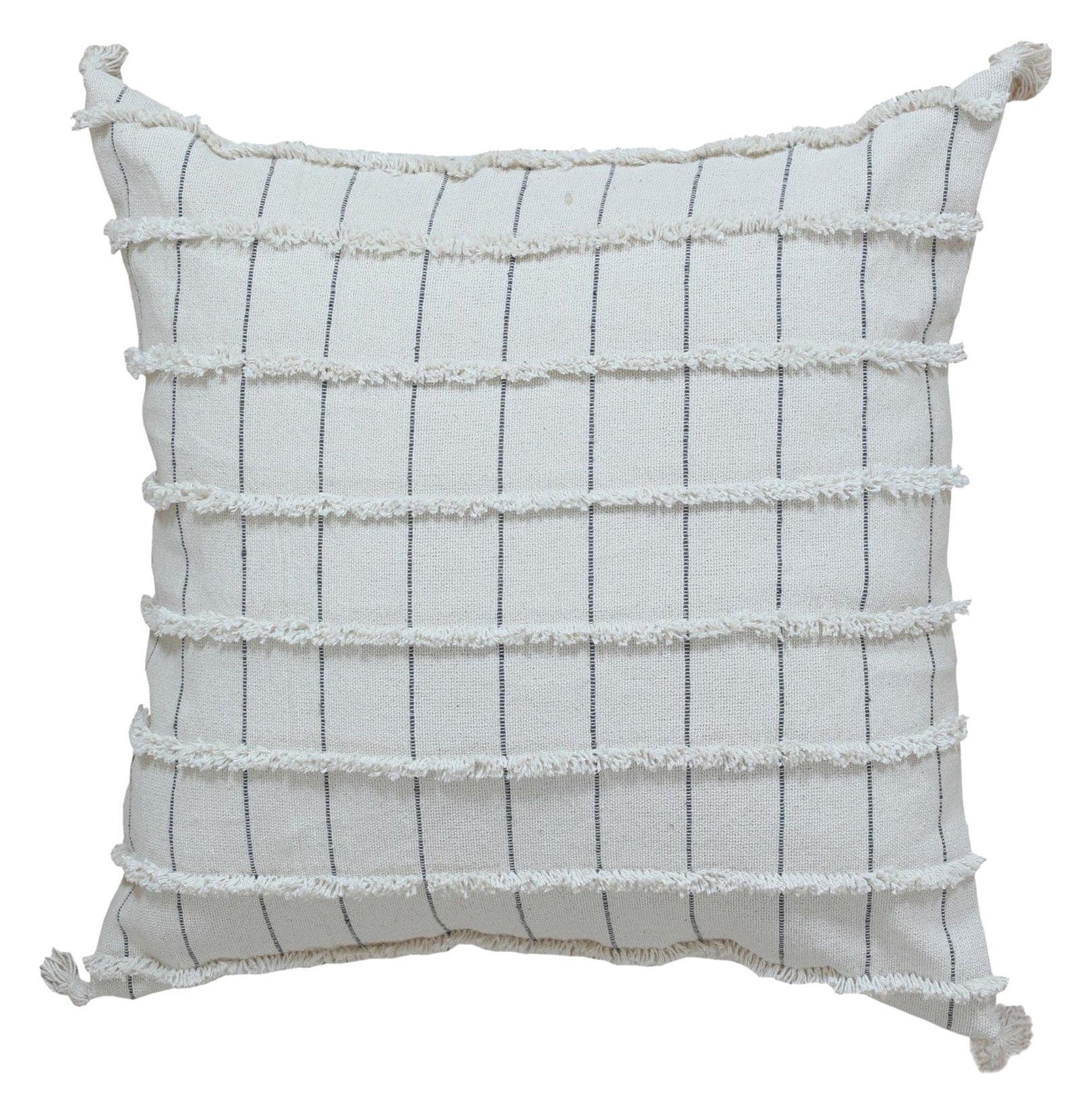 Geometric Modern Wool and Cotton Pillow In White For Sale