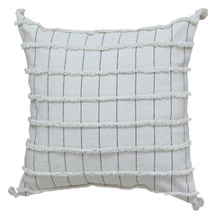 Coussin moderne géométrique en laine et coton blanc