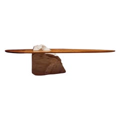 Contemporary White marble & Bubinga Wood Pico Rosa 0.3 table
