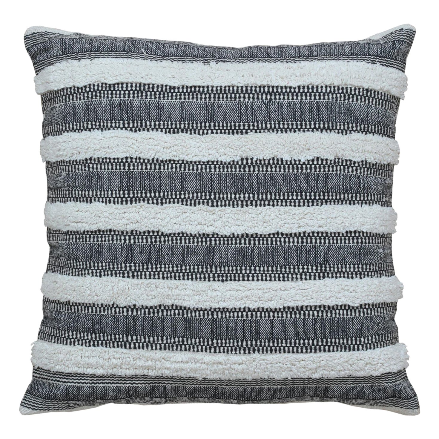 Gray Boho Chic Wool and Cotton Pillow With Geometric Design For Sale