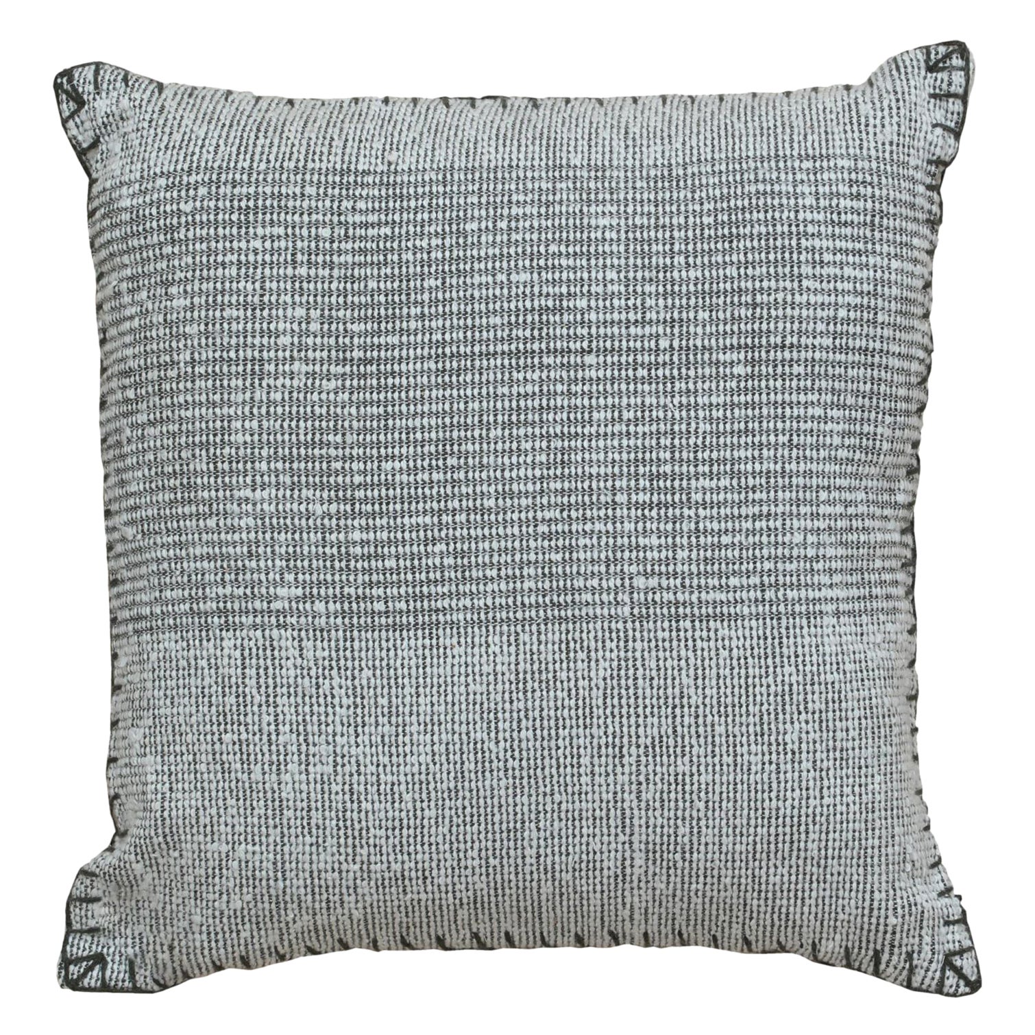 Contemporary Boho Chic Wool and Cotton Pillow In Gray For Sale