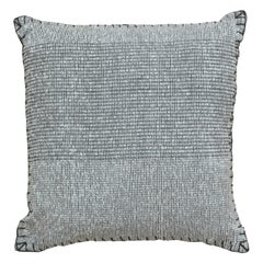 Contemporary Boho Chic Wool and Cotton Pillow In Gray