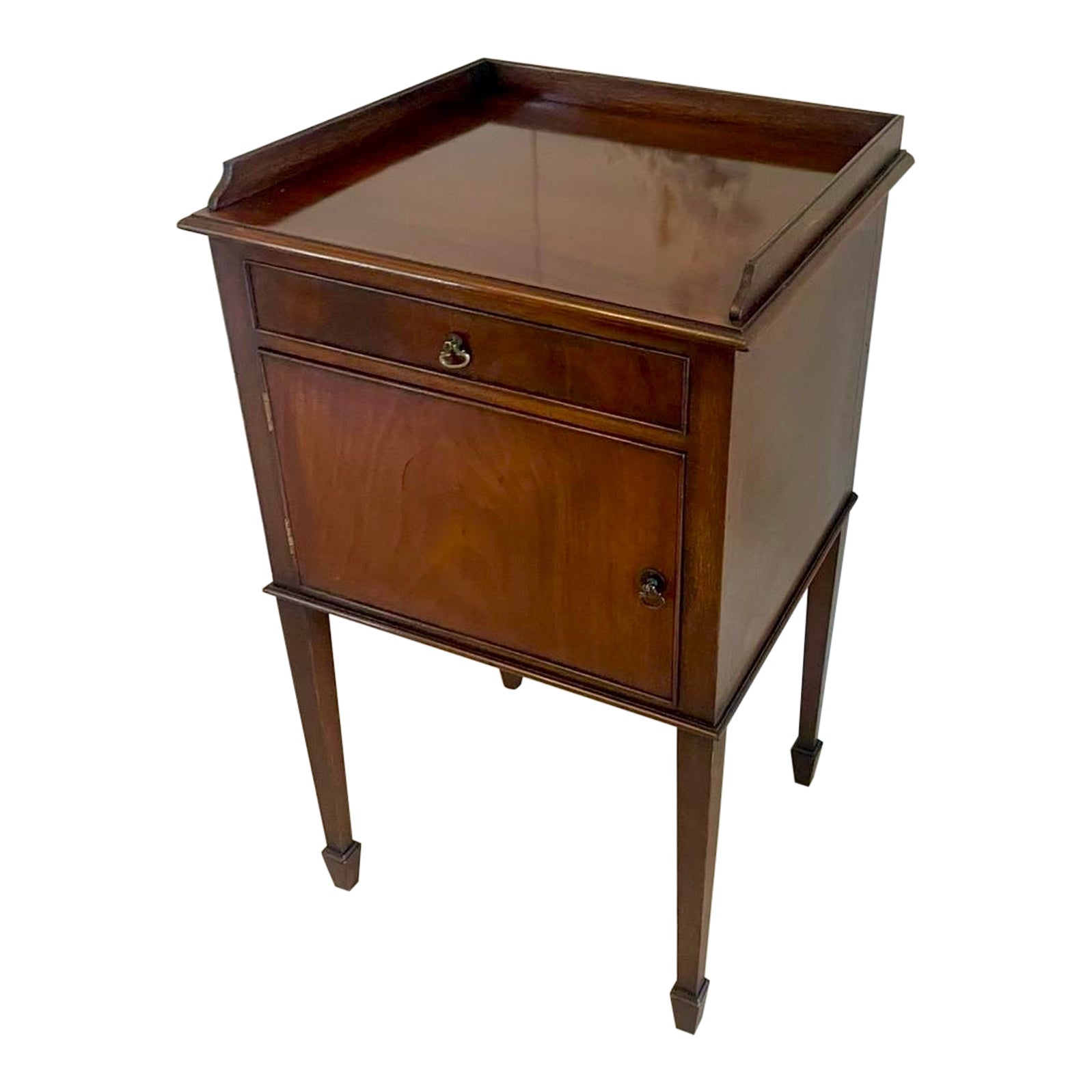 Antique Edwardian Quality Figured Mahogany Bedside Cabinet  For Sale