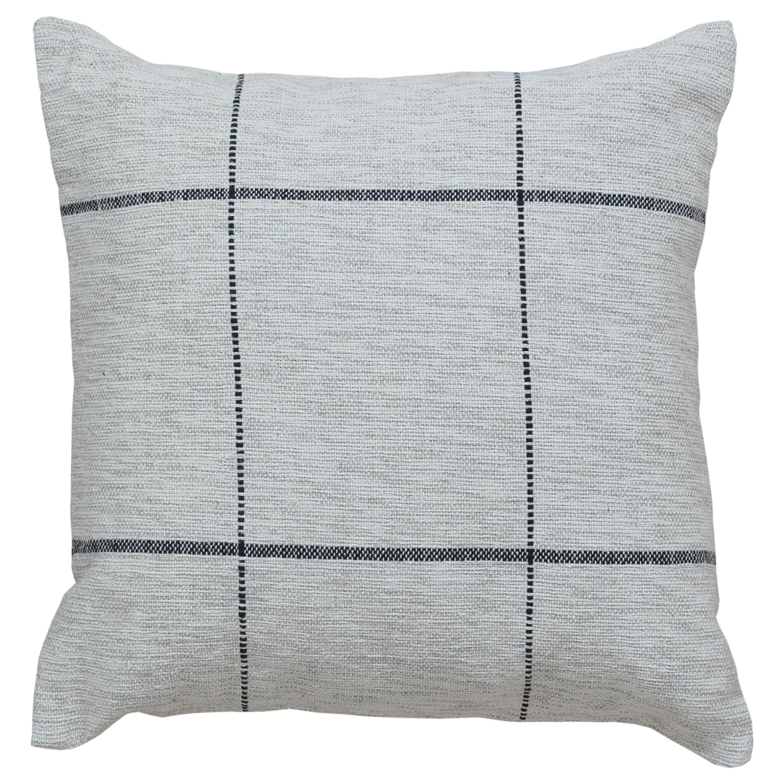 Contemporary Wool and Cotton Pillow In Gray and Beige with Geometric Parttern For Sale