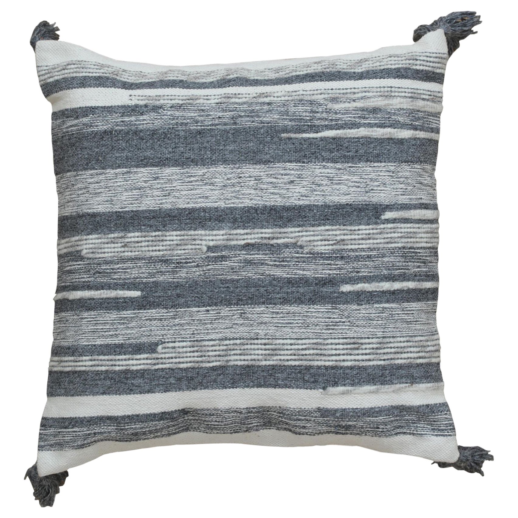Abstract Modern Wool and Cotton Pillow In Gray For Sale