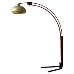 Used Mid-Century Brass and Oak Arc Lamp by Nova of California 