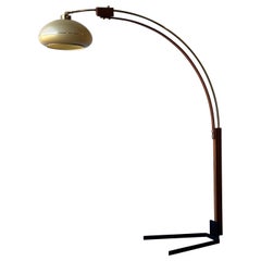 Mid-Century Brass and Oak Arc Lamp by Nova of California