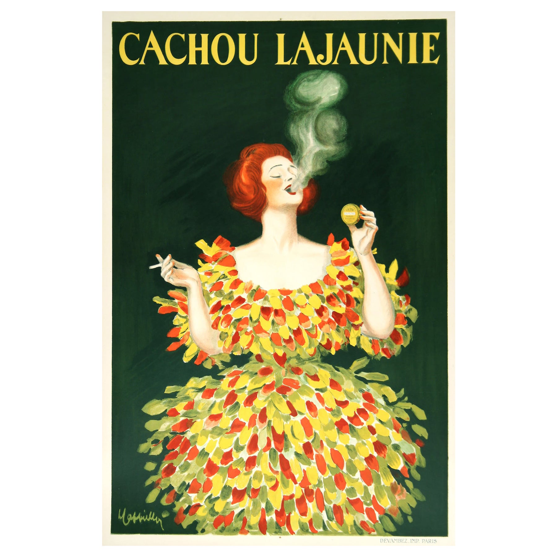 Cachou Lajaunie 1922 Vintage French Advertising Poster, Leonetto Cappiello For Sale