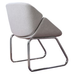 Retro Post-Modern 1980s Cream Chrome Thonet Lounge Chair