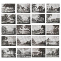 Set of 20 Original Antique Prints of English Country Houses and Gardens, C.1780