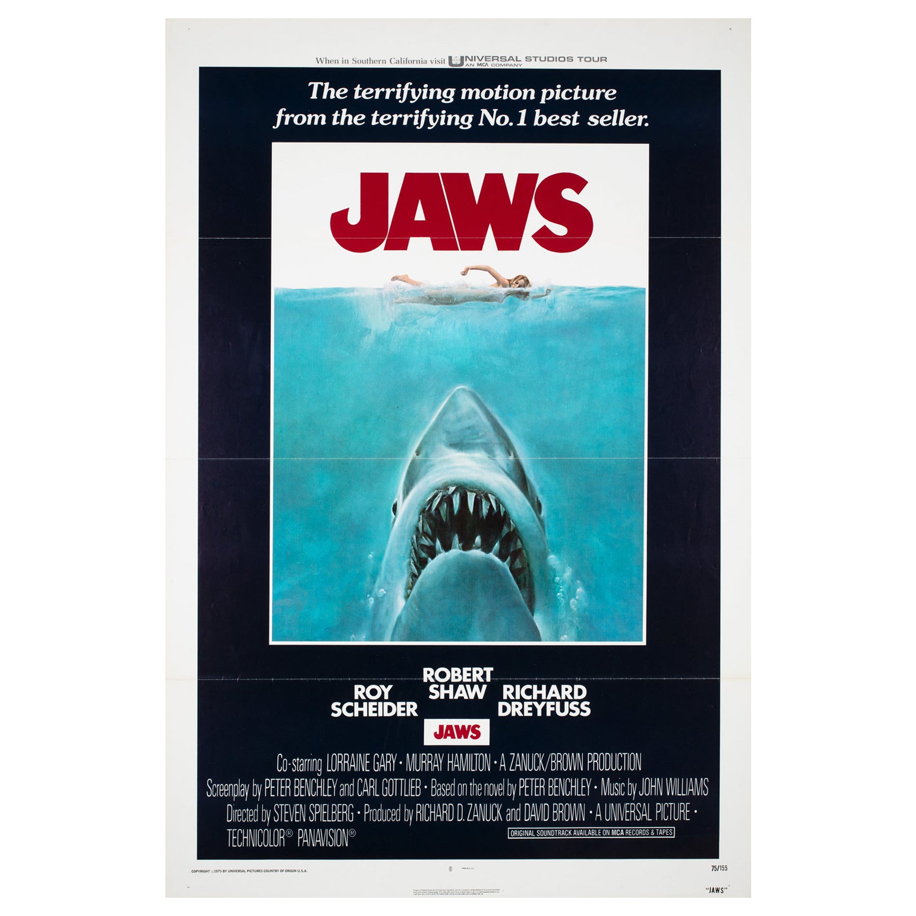 Jaws 1975 US 1 Sheet Film Poster, Roger Kastel For Sale