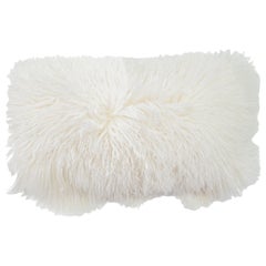 Modern Mongolian Lamb Fur Single Side Pillow In White 