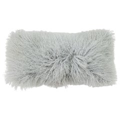 Modern Mongolian Lamb Fur Single Side Pillow In Light Gray