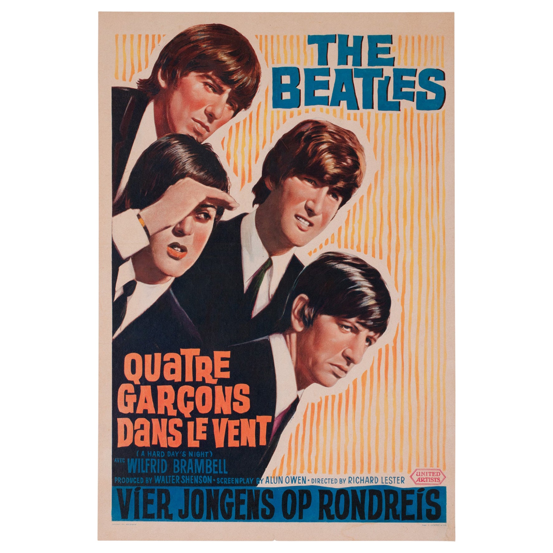 A Hard Day's Night 1964 Belgian Film Poster