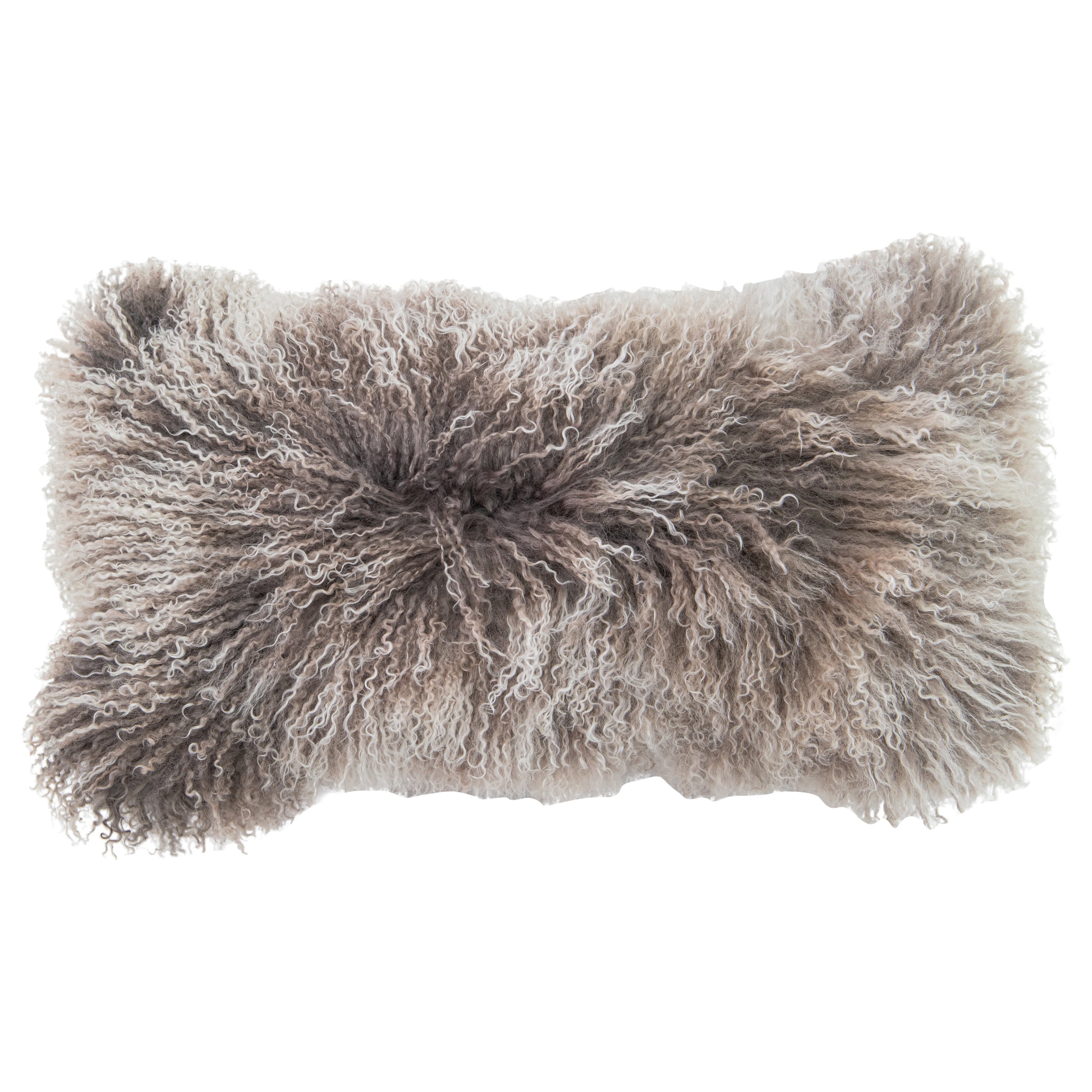 Gray Modern Mongolian Lamb Fur Single Side Pillow For Sale