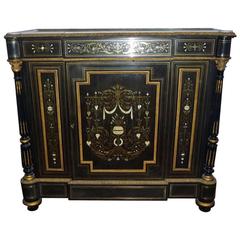 Antique French Cabinet Napoleon III Marquetry Boulle, 19th Century