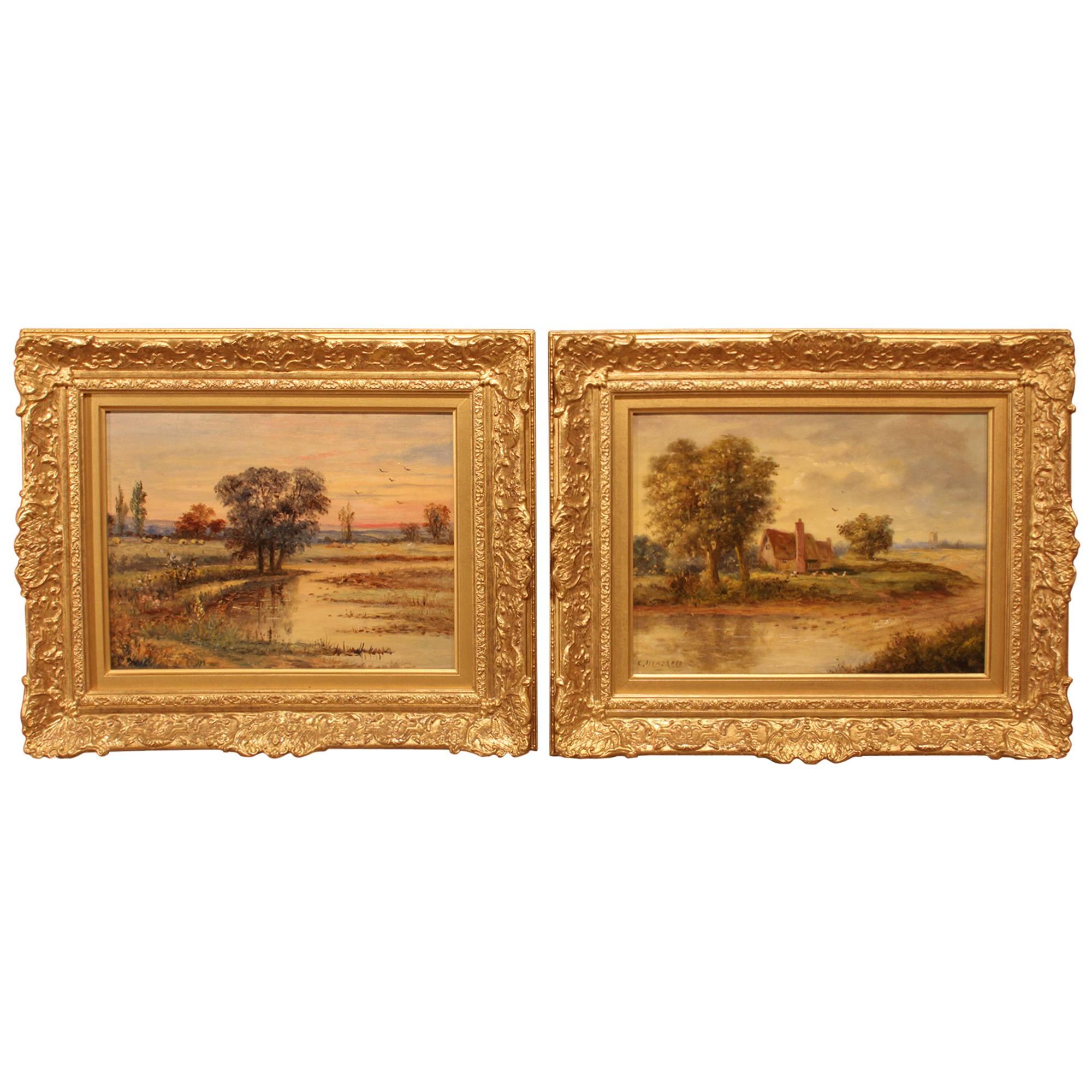 Pair of Oil Paintings "East Anglian Landscapes" by Christopher M. Maskell For Sale