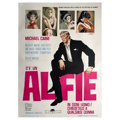Vintage Alfie 1966 Italian 2 Foglio Film Poster, Sandro Symeoni