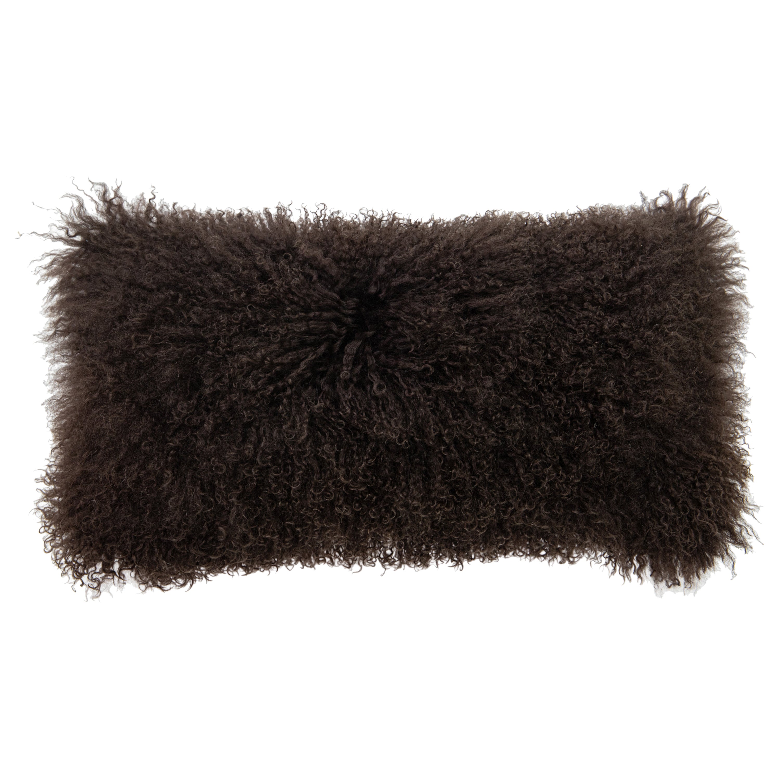 Modern Mongolian Lamb Fur Single Side Pillow In Light Brown   For Sale