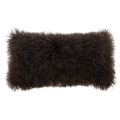 Modern Mongolian Lamb Fur Single Side Pillow In Light Brown  