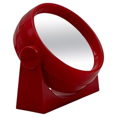 Space Age Red Table Mirror - Retro-Futuristisches 1970er Design Made in Germany