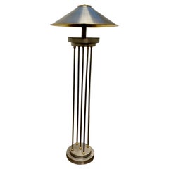 Postmoderne Säulenförmige Stehlampe, Metallschirm, Vintage