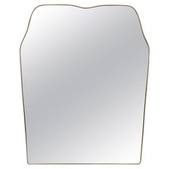 Large Italian Modernist Brass Mirror, 1960ca