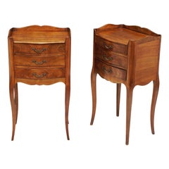 Antique French Cabriole Leg Nightstands or Bedside Tables - Sold as a Pair