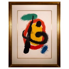 Vintage Joan Miro Peintures Murales Signed Modern Lithograph in Colors H/C Framed 1961