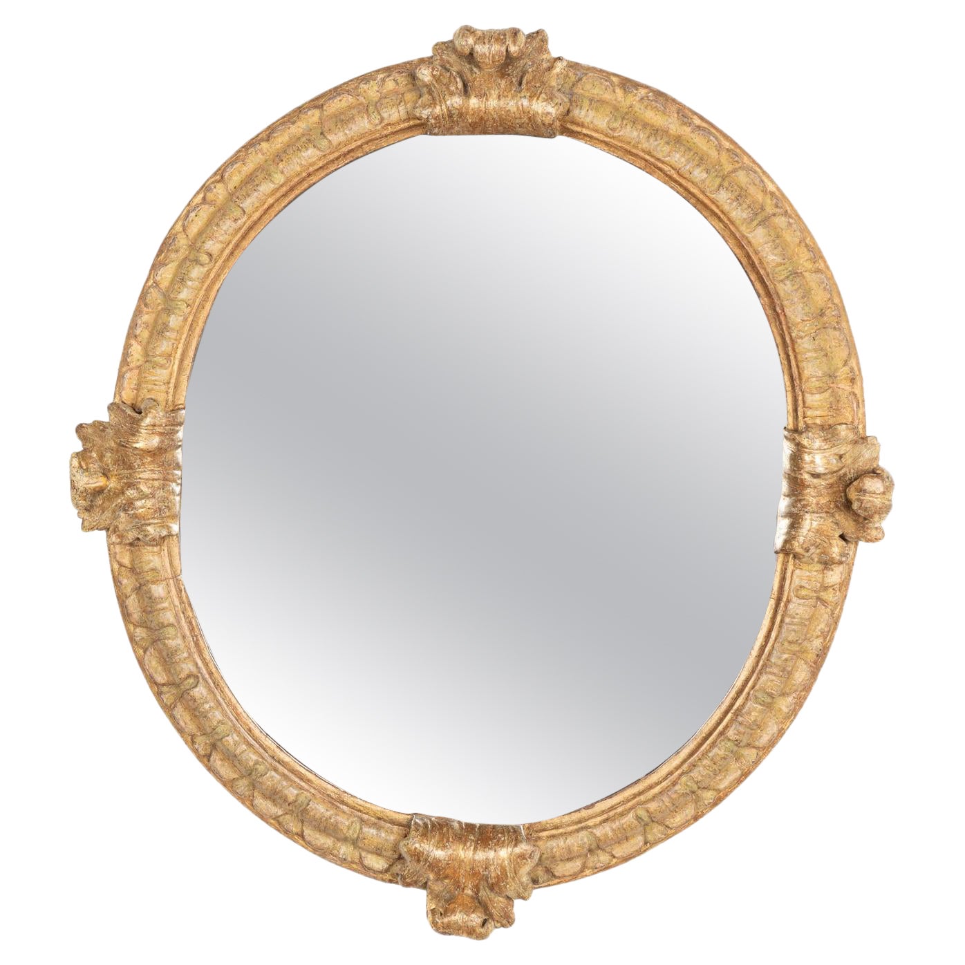Antique Oval Gold Gilt Mirror, Sweden circa 1820-40 For Sale