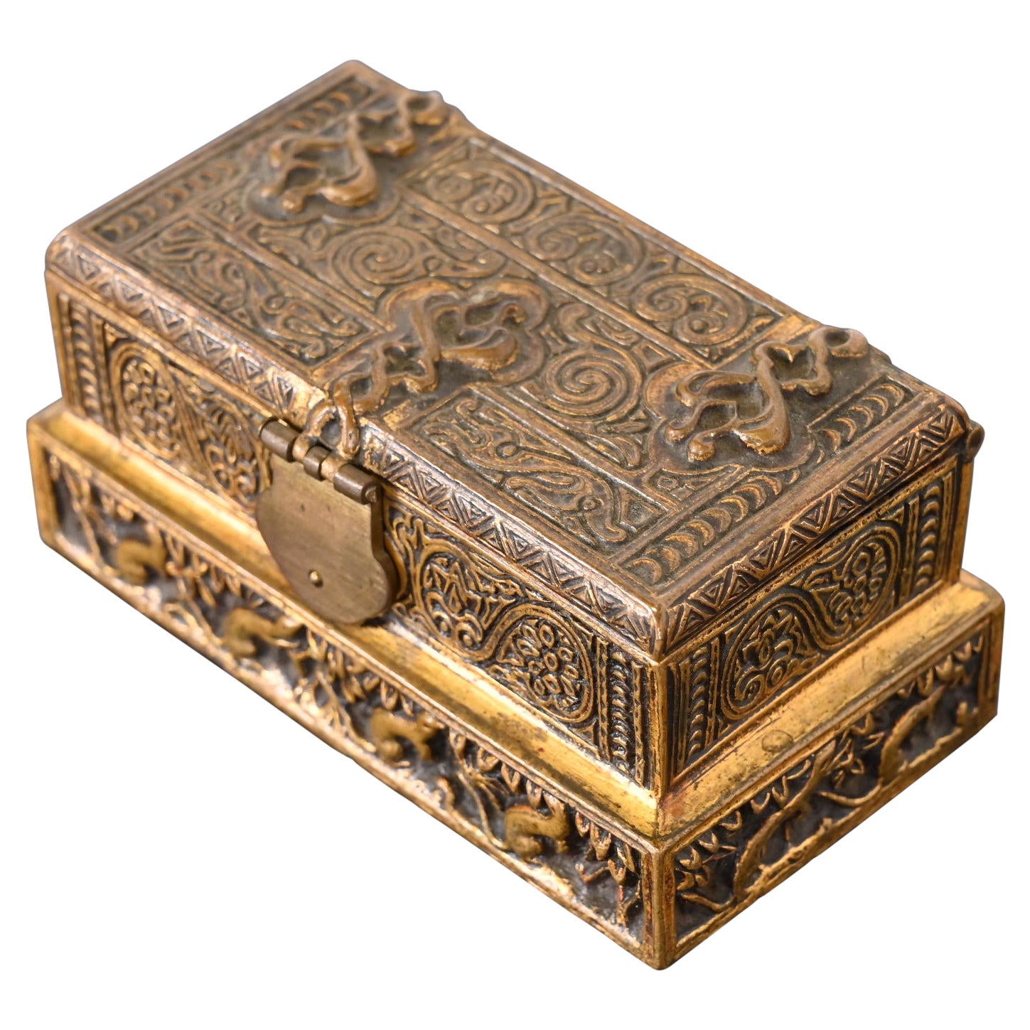Tiffany Studios New York Venetian Bronze Stamp Box For Sale