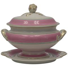 Antique Pink and Gilt Tureen