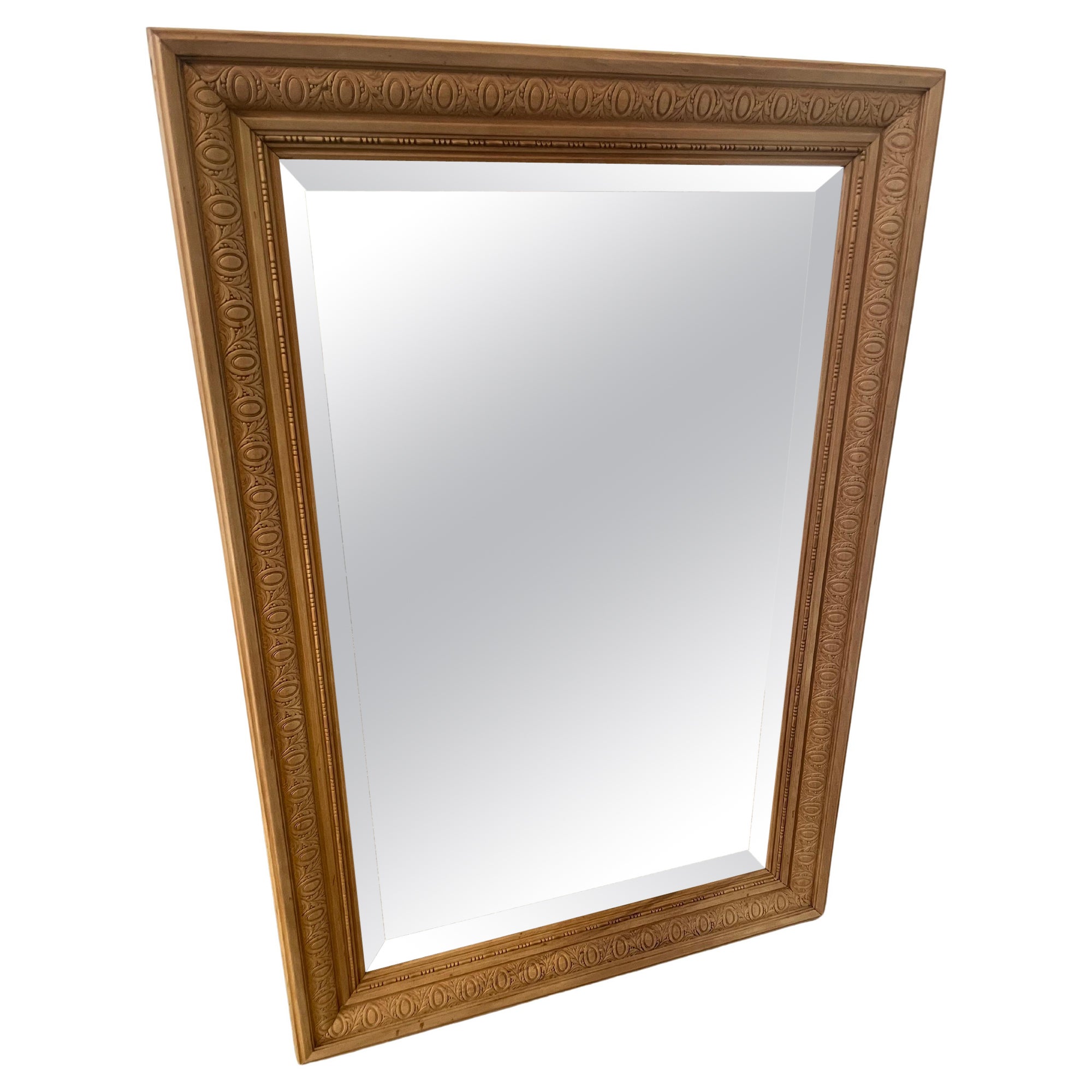 Large scrubbed walnut wall mirror  For Sale