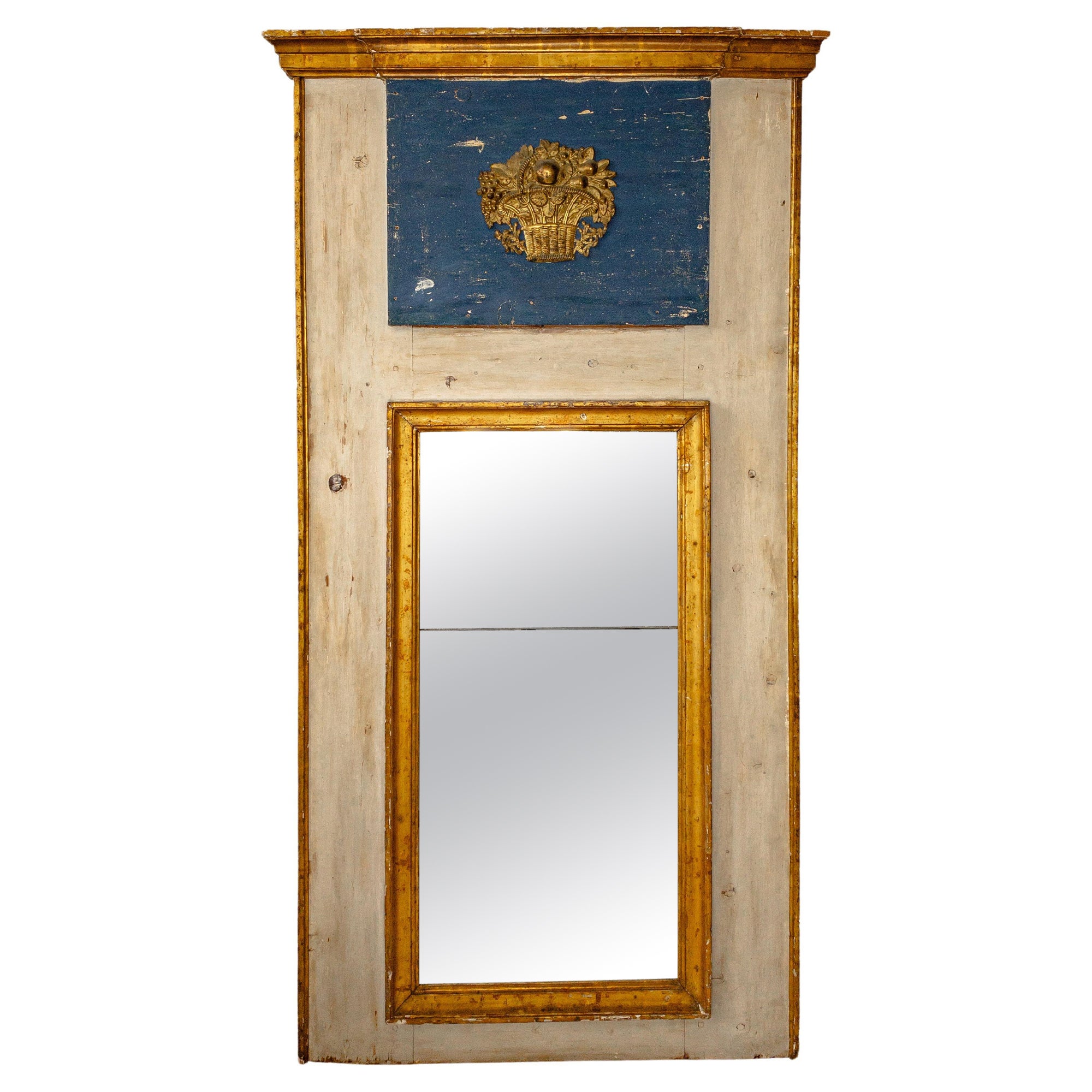 Late 18th Century Italian Trumeau Mirror For Sale