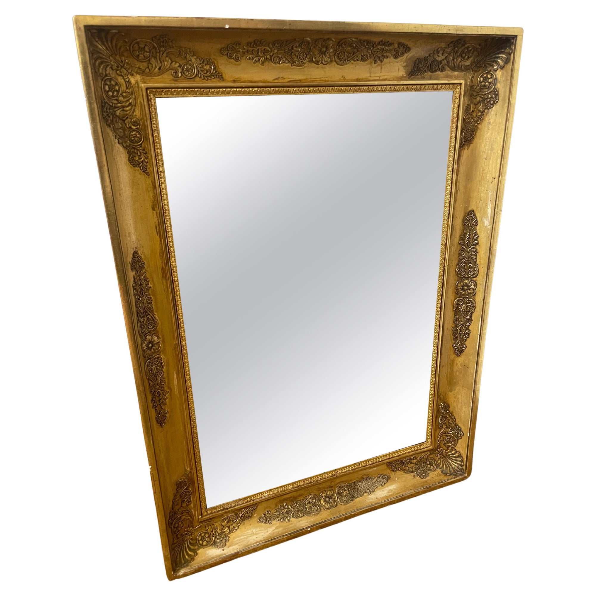 Decorative antique French mirror in the Empire style  For Sale