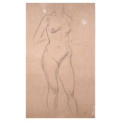 Vintage George Grosz Nude (Female) Signed Pencil & Charcoal on Paper Original Drawing