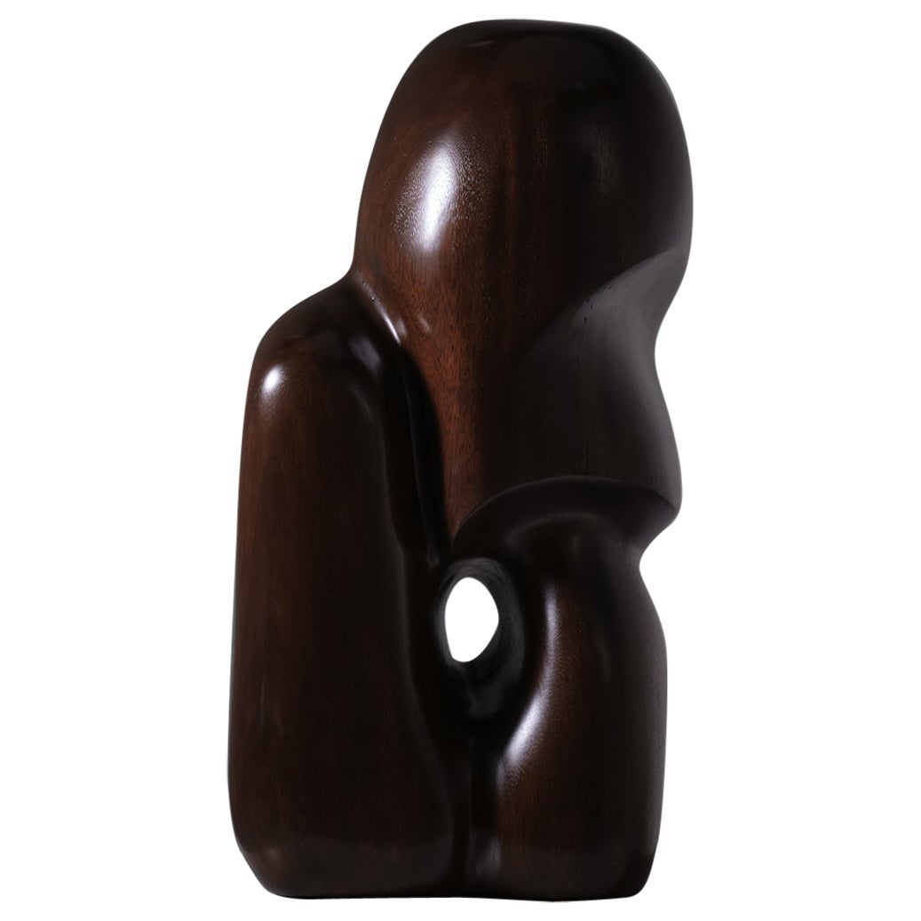 Abstract Organic shaped Iroko wooden sculpture, 1970s For Sale