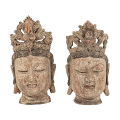 Pareja de cabezas de Bodhisattva Guanyin