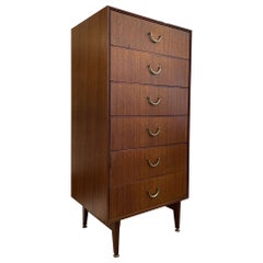 Vintage Mid Century Modern Tall Chest of Drawers Dresser by Meredew Uk Import.
