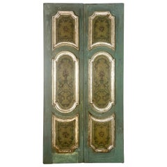 Antique Pair of 19th C. Italian Painted & Silvered Doors